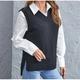 Women's Sweater Vest V Neck Knit Acrylic Knitted Summer Spring School Daily Going out Stylish Basic Casual Sleeveless Pure Color Black Wine Army Green S M L