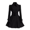 Women's Winter Coat Warm Breathable Party Christmas Daily Going out Button Pocket Double Breasted Turndown Elegant Contemporary Lady Formal Solid Color Regular Fit Outerwear Long Sleeve Fall Winter