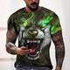 Wolf T-Shirt Mens 3D Shirt Casual Green Summer Cotton Men'S Unisex Tee Graphic Prints Crew Neck Dark 3D Outdoor Street Short Sleeve Clothing Apparel Sports