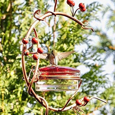 Hummingbird Feeders for Outdoors, Courtyard Bird Feeder, Red Berries Hummingbird Feeder Garden Ornaments, Copper,Red