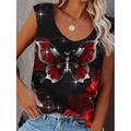 Women's Tank Top Graphic Butterfly Casual Red Royal Blue Blue Print Sleeveless Basic V Neck Regular Fit