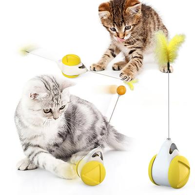 cat chasing toy balance car design cat interactive toys non-battery self rotating car cat toy with cat catnip wand chaser fun puzzle toy for cat kitten iq active stimulation