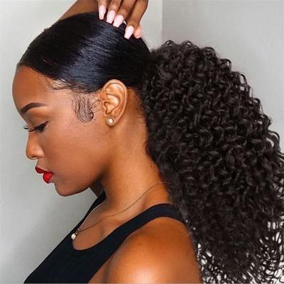 Deep Curly Drawstring Ponytail Extension for Black Women Afro Kinky Curly Pony Tail Hair Piece Synthetic Hair Extensions With 2 Clips 14 Inches