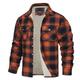 Men's Shirt Jacket Shacket Flannel Fleece Jacket Outdoor Daily Wear Warm Button Pocket Fall Winter Color Block Fashion Streetwear Lapel Regular Black Navy Blue Green Khaki Claret-red Jacket