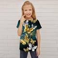 Kids Girls' T shirt Short Sleeve 3D Print Butterfly Animal Color Green Blue White Children Tops Spring Summer Active Fashion Streetwear Daily Indoor Outdoor Regular Fit 3-12 Years / Cute