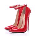 Women's Heels Pumps Ladies Shoes Valentines Gifts Dress Shoes Stilettos Party Valentine's Day Work Solid Color Stiletto Pointed Toe Sexy Casual Patent Leather Buckle Black Red