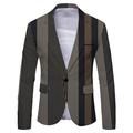 Men's Blazer Business Cocktail Party Wedding Party Fashion Casual Spring Fall Polyester Color Block Stripes Button Pocket Comfortable Single Breasted Blazer Brown Gray