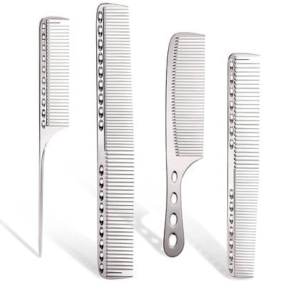4pcs Professional Stainless Steel Comb Space Aluminum Comb For All Hair Types Hair Styling Comb Fine Cutting Comb Rat Tail Comb Detangling Comb