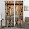 Farmhouse Curtain 2 Panels,Barn Wood Door Curtain Drapes For Living Room Bedroom,Grommet/Eyelet Curtain for Kitchen Door Window Treatments Room Darkening