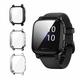 suoman 3-pack for garmin venu sq case, full coverage protective tpu bumper cover screen protector case for venu sq music/venu sq smartwatch - blacksilverclear