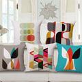 Set of 5 Pillow Cover, Geometric Bohemian Style Retro Cotton / Faux Linen Throw Pillow