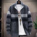 Men's Sweater Cardigan Zip Sweater Sweater Jacket Fleece Sweater Knit Knitted Color Block Stand Collar Stylish Outdoor Home Clothing Apparel Winter Fall Blue Dark Gray M L XL