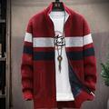 Men's Sweater Cardigan Zip Sweater Sweater Jacket Fleece Sweater Knit Knitted Color Block Stand Collar Stylish Outdoor Home Clothing Apparel Winter Fall Blue Dark Gray M L XL