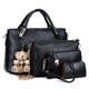 Women's Bag Set PU Leather 4 Pieces Purse Set Valentine's Day Casual Zipper Black Yellow Red