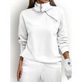 Women's Golf Pullover Sweatshirt White Pink Long Sleeve Thermal Warm Top Ladies Golf Attire Clothes Outfits Wear Apparel