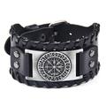 viking bracelet punk leather cuff bracelet gothic leather wristband bracelet with nordic amulet scandinavian talisman celtic pagan jewelry