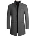 Men's Winter Coat Wool Coat Overcoat Short Coat Daily Wear Vacation Winter Fall Wool Thermal Warm Outdoor Outerwear Clothing Apparel Fashion Warm Ups Solid Colored Pocket Turndown Single Breasted