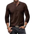 Men's Henley Shirt Tee Top Long Sleeve Shirt Plain Henley Street Vacation Long Sleeve Clothing Apparel 100% Cotton Fashion Vintage Basic