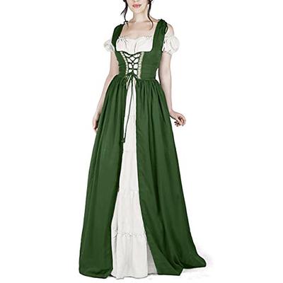 Irish Retro Vintage Medieval Renaissance Chemise OverDress Women's Costume Vintage Cosplay Vacation Casual Daily Festival Two Piece Dress Halloween