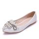 Women's Wedding Shoes Plus Size Soft Shoes Wedding Party Beach Wedding Flats Bridal Shoes Bridesmaid Shoes Rhinestone Crystal Flat Heel Elegant Vintage Luxurious PU Loafer White