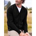 Men's Cardigan Sweater Knitted Cardigan Ribbed Knit Regular Knitted Plain V Neck Warm Ups Modern Contemporary Daily Wear Going out Clothing Apparel Winter Black Red S M L
