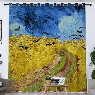 Vincent van Gogh Curtain Panels Grommet/Eyelet Curtain Drapes For Living Room Bedroom, Farmhouse Curtain for Kitchen Door Window Treatments Room Darkening