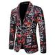 Men's Cocktail Attire Blazer Wedding Party Spring Autumn Polyester Letter Number Comfort Single Breasted Two-button Blazer Black White Red Blue