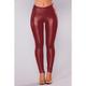 Women's Basic Essential Chic Modern Pants Leggings Ankle-Length Pants Club Stretchy Solid Colored PU Artificial Leather High Waist Skinny Wine Red Black Dark Green color Dark Blue S M L XL XXL