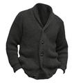 Men's Cardigan Sweater Chunky Cardigan Cropped Sweater Cable Knit Regular Button Up Plain Lapel Vintage Warm Ups Casual Daily Wear Clothing Apparel Raglan Sleeves Fall Winter Black Green M L XL