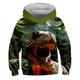 Kids Toddler Boys' Hoodie Sweatshirt Pullover Long Sleeve Dinosaur 3D Print Graphic Color Block Unisex Blue Yellow Army Green Children Tops Active Streetwear 3-12 Years