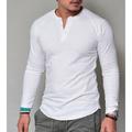 Men's T shirt Tee Henley Shirt Tee Long Sleeve Shirt Plain Henley Normal Long Sleeve Clothing Apparel Classic Muscle Big and Tall