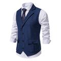 Men's Vest Waistcoat Gilet Formal Wedding Work Business Business Casual Spring Fall Pocket Polyester Warm Quick Dry Plaid / Check Double Breasted Turndown Regular Fit Blue Green Khaki Gray Vest