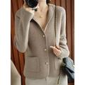 Women's Cardigan Shirt Collar Ribbed Knit Polyester Button Pocket Knitted Fall Winter Short Outdoor Daily Going out Stylish Casual Soft Long Sleeve Solid Color Purple Beige S M L