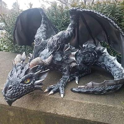 Big Squatting Dragon Sculpture, Resin Gothic Dragon Statue, Handicraft, Outdoor Decoration