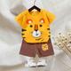 2 Pieces Toddler Boys T-shirt Shorts Outfit Animal Cartoon Letter Short Sleeve Set Outdoor Neutral Daily Basic Summer Spring 3-7 Years Short set 30-RABBIT rabbit. Short set 35-Happy Niu Niu Short