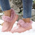 Women's Boots Snow Boots Suede Shoes Plus Size Outdoor Daily Solid Color Fleece Lined Booties Ankle Boots Winter Flat Heel Round Toe Vintage Cute Plush Faux Fur Faux Suede Loafer claret Leopard Print