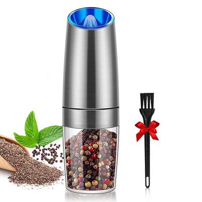 Gravity Electric Pepper Grinder Salt and Pepper Mill Adjustable Coarseness Battery Powered with LED Light One Hand Automatic Operation