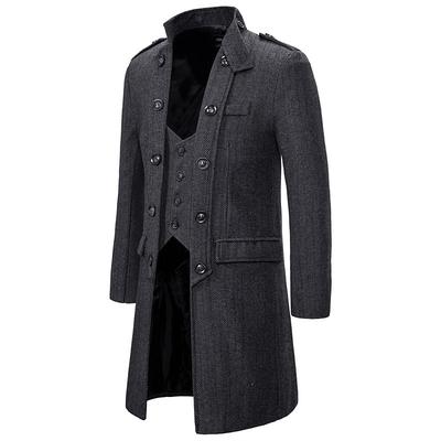 Men's Winter Coat Peacoat Coat Business Casual Winter Cotton Blend Warm Outerwear Clothing Apparel Stylish Classic Timeless non-printing Solid Color Pocket Stand Collar Double Breasted