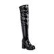 Women's Boots Costume Shoes Go Go Boots Costume Boots Work Daily Solid Colored Over The Knee Boots Thigh High Boots Flare Heel Square Toe PU Zipper Black White Red