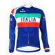 21Grams Men's Cycling Jersey Long Sleeve Winter Bike Jersey Top with 3 Rear Pockets Mountain Bike MTB Road Bike Cycling Thermal Warm UV Resistant Cycling Breathable Navy Blue Blue Italy National Flag