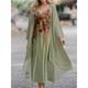 Women's Two Piece Dress Set Casual Dress Chiffon Dress Swing Dress Outdoor Office Fashion Streetwear Print Long Dress Maxi Dress V Neck Long Sleeve Floral Regular Fit Blue Purple Green Spring S M L