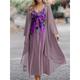 Women's Two Piece Dress Set Casual Dress Chiffon Dress Swing Dress Outdoor Office Fashion Streetwear Print Long Dress Maxi Dress V Neck Long Sleeve Floral Regular Fit Blue Purple Green Spring S M L