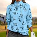 Women's Golf Pullover Sweatshirt Black White Yellow Long Sleeve Top Fall Winter Ladies Golf Attire Clothes Outfits Wear Apparel