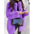 Women's Winter Coat Faux Fur Coat Warm Breathable Outdoor Valentine's Day Street Daily Wear Slim Fit Cardigan Lapel Fashion Daily Casual Solid Color Loose Fit Outerwear Long Sleeve Fall Winter Black