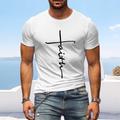 Men's T shirt Tee Graphic Tee Casual Style Classic Style Cool Shirt Graphic Prints Cross Faith Crew Neck Hot Stamping Street Vacation Short Sleeves Green Round Neck Faith Over Fear