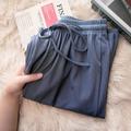 Women's Wide Leg Ice Silk Solid Colored Black White Casual Daily High Waist Full Length Valentine's Day Casual Daily