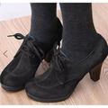 Women's Heels Pumps Boots Brogue Suede Shoes Dress Shoes Party Outdoor Work Solid Color Winter High Heel Cone Heel Elegant Vintage Fashion Suede Lace-up Black Red Blue