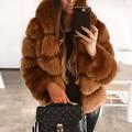 Women's Faux Fur Coat Regular Oversized Coat Sapphire Black Wine Dark Green khaki Party Party Fall Hoodie Regular Fit S M L XL XXL 3XL / Daily