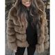 Women's Faux Fur Coat Regular Oversized Coat Sapphire Black Wine Dark Green khaki Party Party Fall Hoodie Regular Fit S M L XL XXL 3XL / Daily