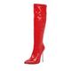 Women's Boots Ladies Shoes Valentines Gifts Sexy Boots Heel Boots Valentine's Day Daily Solid Color Knee High Boots Stiletto Pointed Toe Sexy Casual Patent Leather Zipper Black White Red